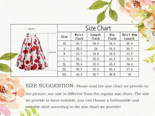 Women's Pleated Floral Print Midi Skirt - Vintage A-Line With Pockets, Black White Dot - View #6