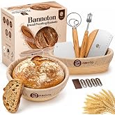 ABIOTO Sourdough Bread Baking Kit - 14-Piece Set with 10" Round & 11" Oval Rattan Banneton Proofing Baskets, Liners, Bread La