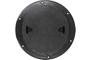 Ejoyous 8 Inch Round Deck Plate, ABS Black Boat Inspection Hatch Cover with Non Slip Design and Rubber Seals, for Marine RV W