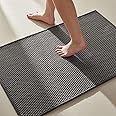 Bathroom Rugs Non Slip Washable Bath Rugs Super Absorbent Chenille Bathroom Rug for Bathroom Thin Bath Mats for Bathroom Mat Quick Dry Bath Mat Low Pile Bathroom Rug, Dark Grey 16"x24"