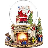 Santa Claus Fireplace Musical Snow Globe,Automatic Snowfall & Fireplace Flame Music Box,Christmas Home Decoration,Ideal Gifts for Family, Girlfriend, Friends,Plays 8 Classic Christmas Tunes