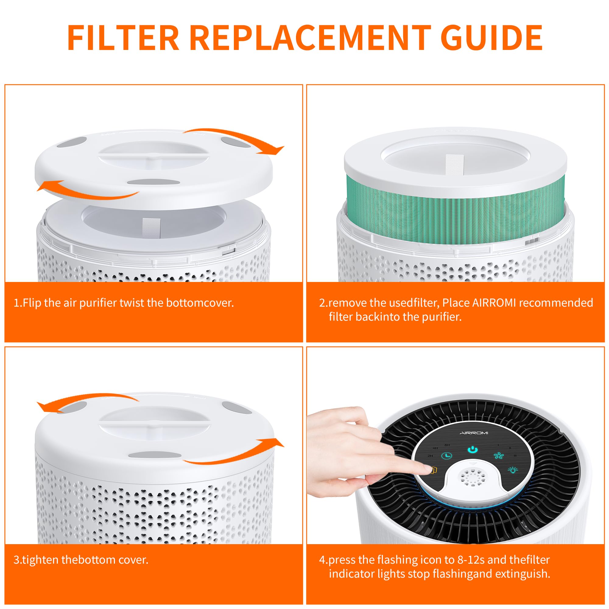 AIRROMI A2001 HEPA Air Purifier Replacement Filter, 3-In-1 Original Filter, Removes 99.97% of 0.3 Micron Particles, Green Activated Carbon Filter - Toxin Absorber Specialty-1 Pack