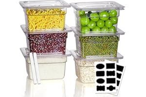 SVKLHY 1/6 Size 4 Inch Clear NSF Polycarbonate Food Pan-9 PCS[Food Grade][Hot&Cold Resistant] Commercial Food Pans with Lids, Restaurant Food Storage Containers Hotel Pan(BPA-Free)