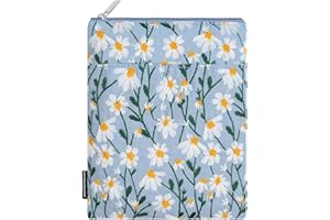 Dadanism Embroidered Daisy Padded Sleeve for All-New Kindle Paperwhite, 7" Kindle Colorsoft Signature Edition, Protective Sleeve Case for 6" K-indle/K-indle Oasis/Kobo E-Reader, Blue & White Daisy