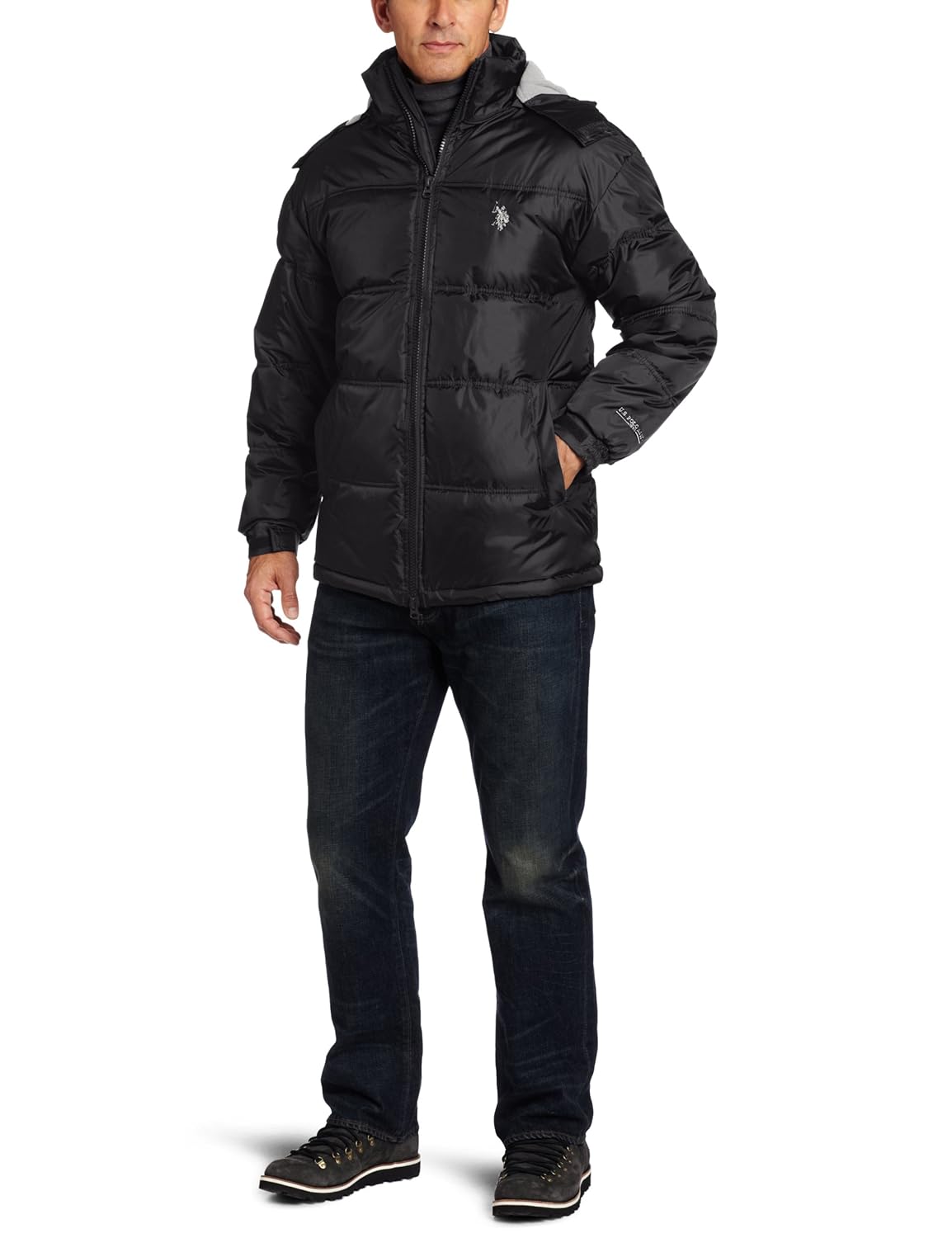 polo bubble coat black