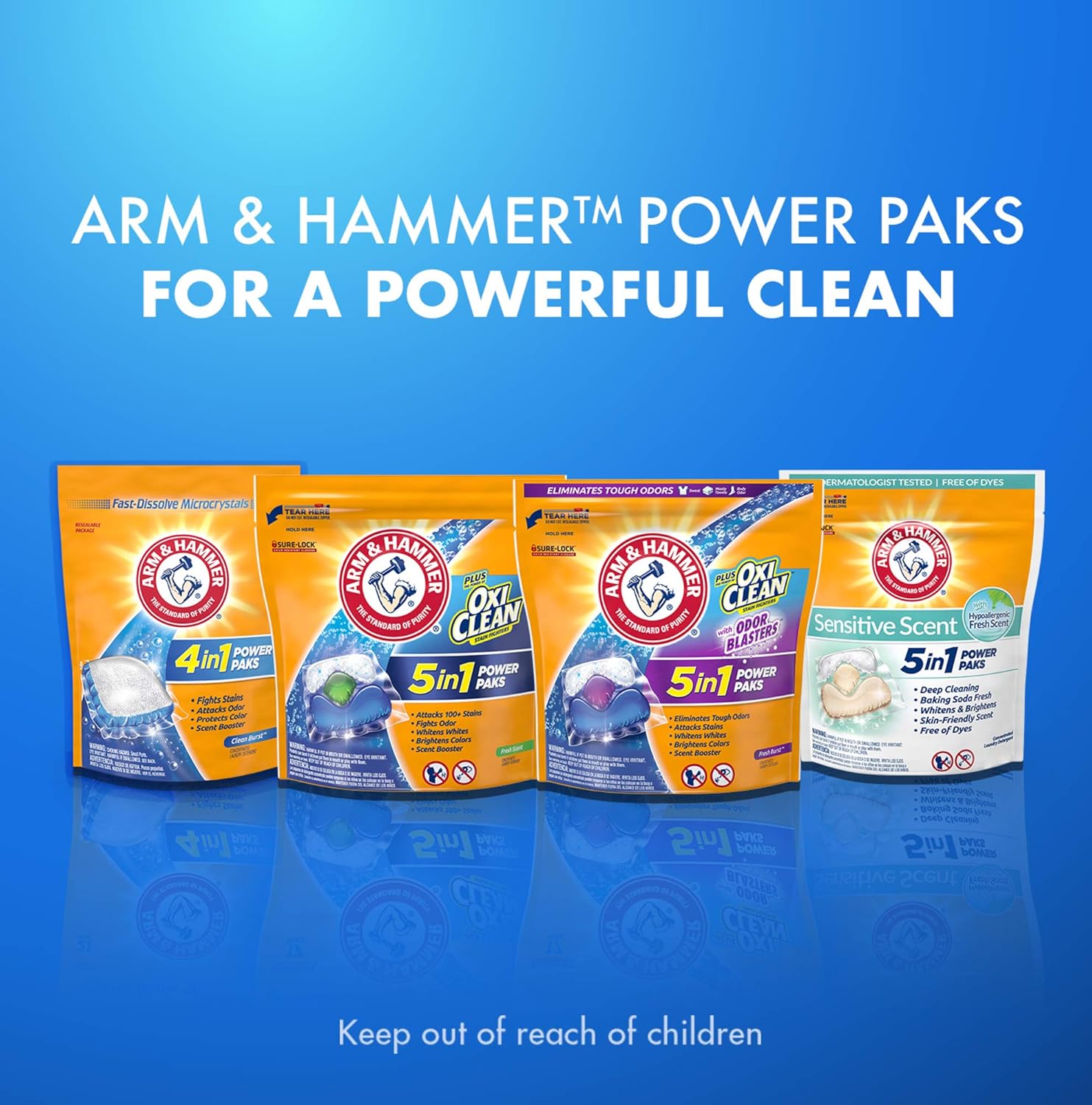 Arm & hammer 4-in-1 Laundry Detergent Power Paks, 97 Count (Packaging may vary): Health & Personal Care