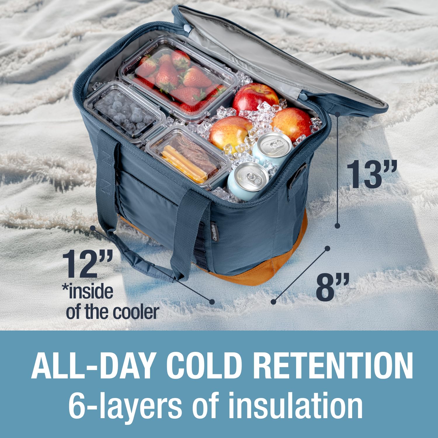 CleverMade Collapsible Insulated Cooler Bag – Leakproof Soft Folding Cooler for Beach, Travel, Car, with Shoulder Strap & Bottle Opener
