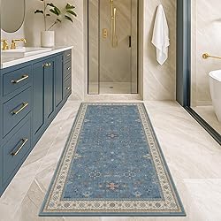 Boho 2x6 Non Slip Kitchen Rug Runner - Light Blue