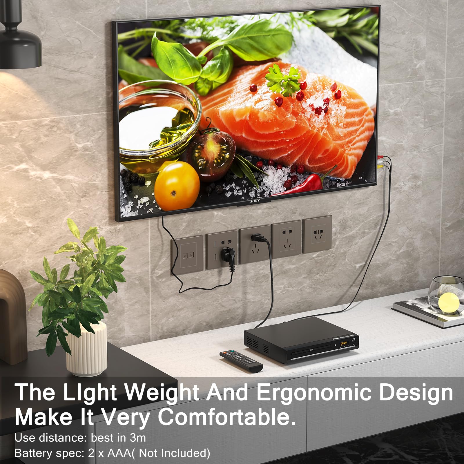 DVD Players for TV with HDMI,Plays All Regions and Formats,CD Player for Home,Support 1080P Video/CD/DVD/VCD/JPEG/USB, Remote, HDMI and RCA Cables Included (Normal Version)