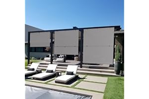 SunnyRoyal Patio Shades Foldable Outdoor Exterior Foldable Shades Blinds for Patio Yard Deck Porch Balcony Backyard 7'W X 6'L Light Grey