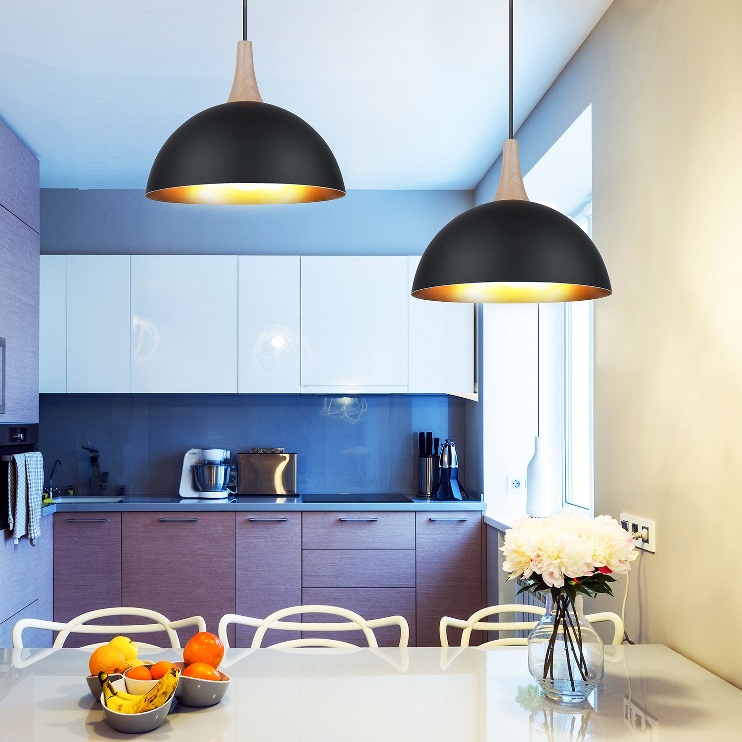 DECKEY Industriell Retro Pendelleuchte Hängelleuchte 5-Lampe Kugel