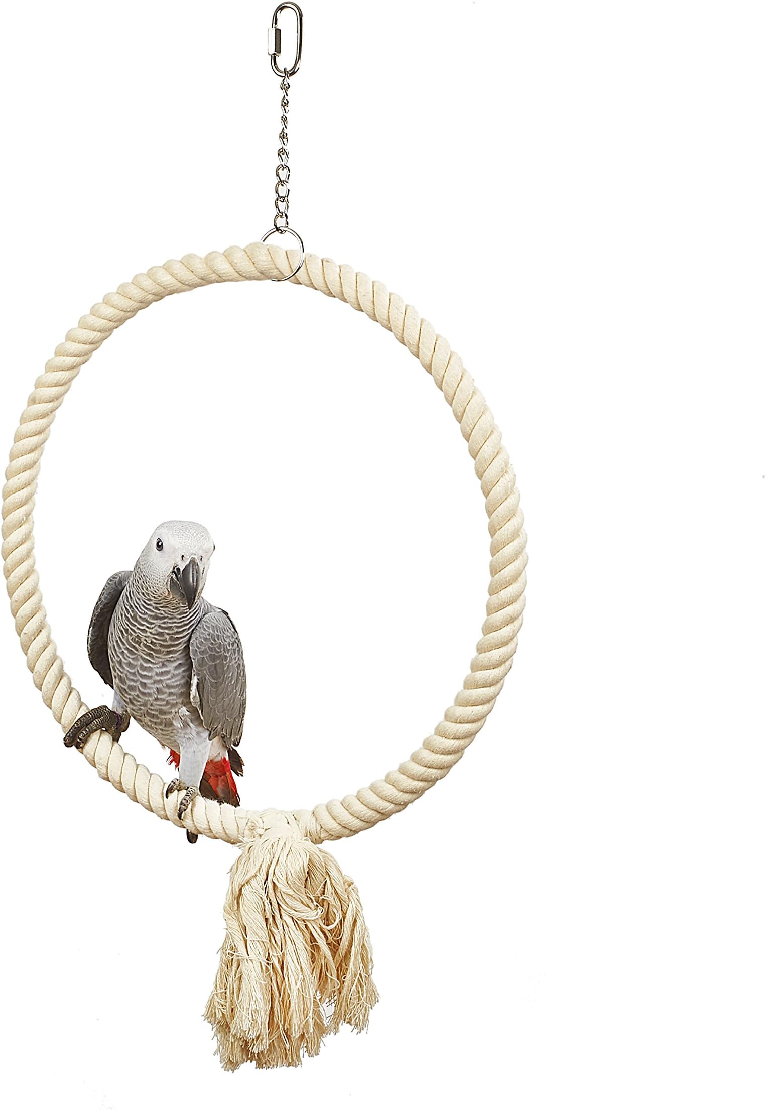 Large Single White Cotton Rope Hoop Toy for Birds & Parrots