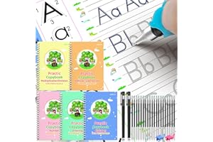 WANFRES Help preschoolers Aged 3-8 Improve Their Calligraphy Practice with Reusable grooved Handwriting workbooks! grooved Writing Books for Kids, Handwriting Practice for Kids Books(5 Books - Set)