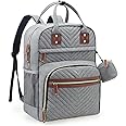 Tuwubi Diaper Bag Backpack, Baby Essentials Travel Tote Bag, Multi function Waterproof Backpacks, Travel Essentials with Stroller Straps & Pacifier Case - Grey