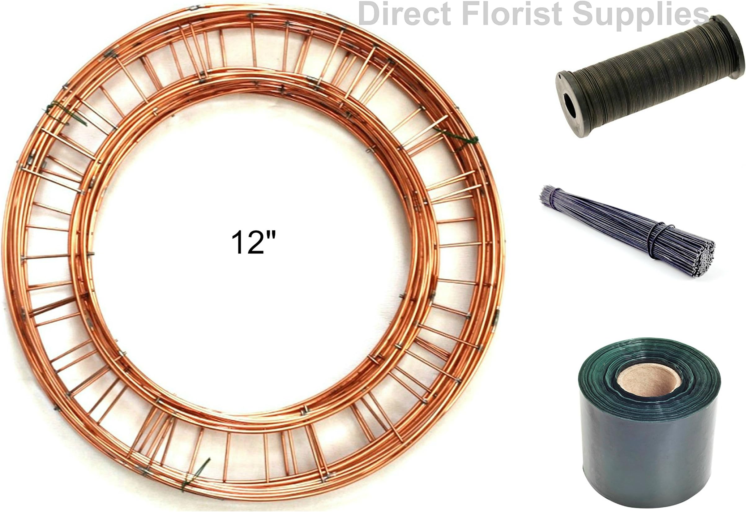 Wreath Ring Kit With WRAP -10 x 12inch rings, 1x binding wire & 250g 8" stubwire 240 & Wreath Wrap wires approx