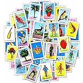 BulbaCraft 54Pcs La Loteria Stickers for Water Bottles, Mexican Loteria Gifts & Party Favors