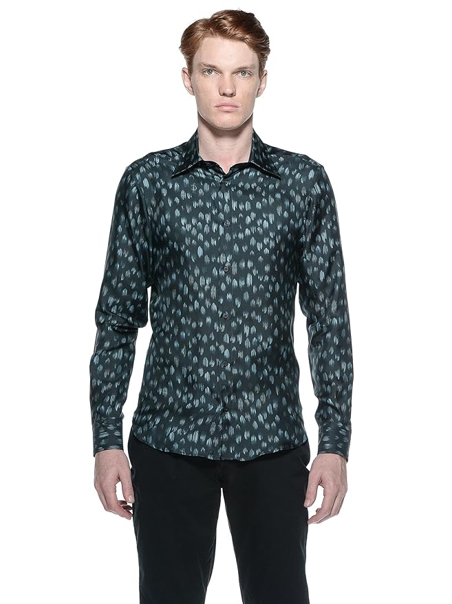 Just Cavalli Seidenhemd dunkelgrau/grün DE 50