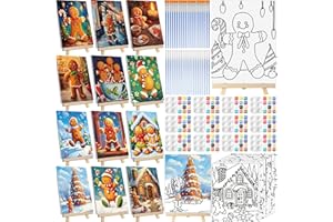 Zhanmai 12 Pack Pre Drawn Canvas for Painting Sip and Paint Kit 8" x 10" Paint Party Set Canvas Painting Pre Printed Canvases for Party Favor DIY Virtual Adult's Date Night(Gingerbread Man)