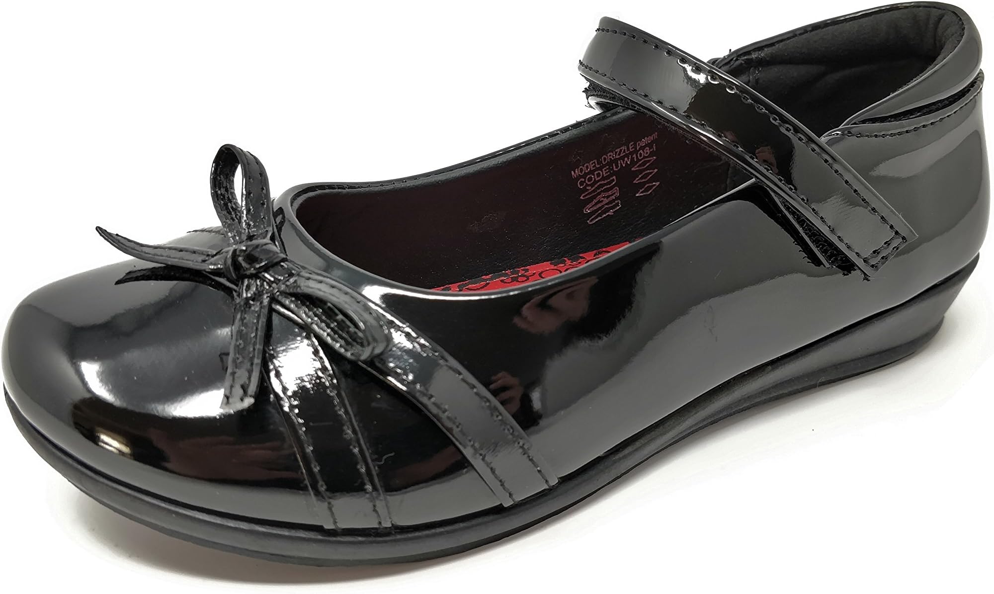 Carcassi Girls Kids Childrens Black Patent Touch Fastening School Formal Party Shoes Size 8-2