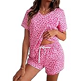 ASTANFY Valentines Day Pajamas Women 2 Piece Silk Valentine Pjs Cute Heart Pajamas V Neck Satin Sleepwear Loungewear Set