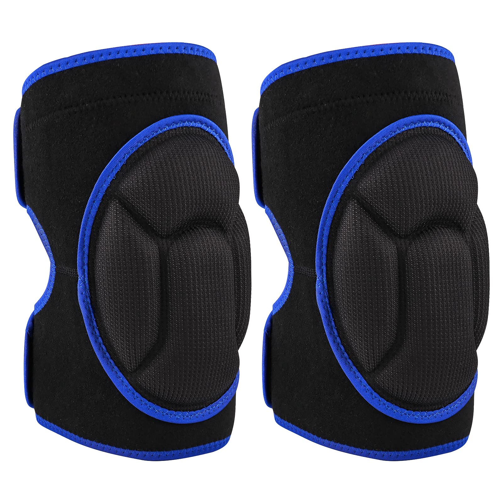 Jodsen Knee Pads for Work, Protective Garden Kneeling Pads Anti-Slip Collision Avoidance Knee Sleeve for Women and Men, Multifunction Knee Caps for Gardening, Sport, Skating (Black with Blue Rim)