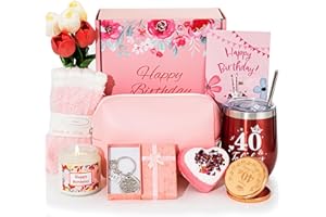 40th Birthday Gifts for Women,Turning 40 Year Old Unique Happy Birthday Gift Baskets for Her,Relaxation Spa Bath Tumbler Gift