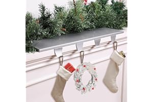 Ceenna Christmas Stocking Holder with 4 Hooks Mantel Stocking Hangers Metal Hanging Hooks with Protective Pads Holder Mantel Heavy Duty for Fireplace Shelf Staircases Xmas Party Decor (Silver)