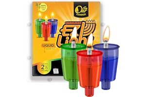 OHR CANDLES Pre-Filled Colored Menorah Oil Cup Candles - Hanukkah EZ Lights - 100% Olive Oil with Cotton Wick in Plastic Cup - Medium Size, 44 per Pack, Burns Approx. 2 1/2 Hrs