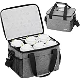 6 Cups Drink Carrier for Delivery, Insulated Drink Carrier, Reusable Cup Holder with Handle, Adjustable Dividers, Shoulder Strap, Portable Cooler Tote Bag for Delivery, Outdoors, Travel, Car (Grey)