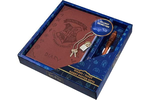 Harry Potter Lockable Diary with UV Invisible Ink Pen for Kids, Teens, Secret Journal with Key, Lined Pages, Stationery Supplies, Gifts for Kids (Brown UV Pen)