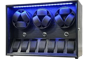 ORYX VISION Oryx Watch Winder for 4/6/9 Automatic Watches, Rotating Watch Box 5 Rotation Modes Setting Display Case with Extra Watch Storages and LED Light, Lockable Winders USB Powered Super Quiet Mabuchi Motor