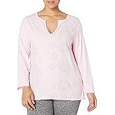 JUST My Size Womens Split Neck Long Sleeve