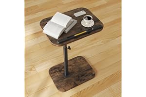 iabifo Sofa Couch Arm Table Tv Tray Small Bed Stand C Shaped Side End Tables for Living Room, Bedroom, Bedside Rustic