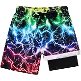 Lovekider 5-16 Years Boys Swim Trunks with Compression Liner Waterproof Quick Dry Swimwear Bathing Suits