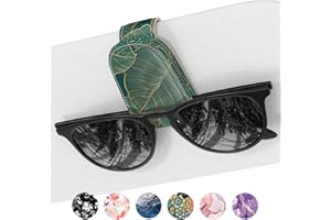 NPOOYI Sunglasses Holder for Car Visor, Magnetic Leather Car Sunglass Holder, Car Sun Visor Glasses Hanger Clip, Car Interior Accessories for Women Men, Fits All Size Eyeglasses, Tropical Leaf