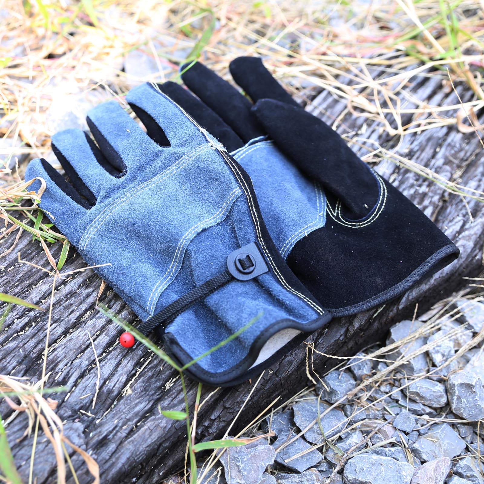 OLSON DEEPAK Leather Heavy Duty Heat Resistant Safety Gauntlet Gloves,Used for Welding,Fireplace,Oven,Woodburner,Stoves,BBQ,1pair (GREY, M) — image 1