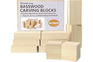 Ninekong 24PCS Basswood Carving Blocks with 3 Sizes，Whittling Wood Carving Kit,Soft Basswood for Carving(4"x1"x1",4"x2"x2",2"x2"x2")