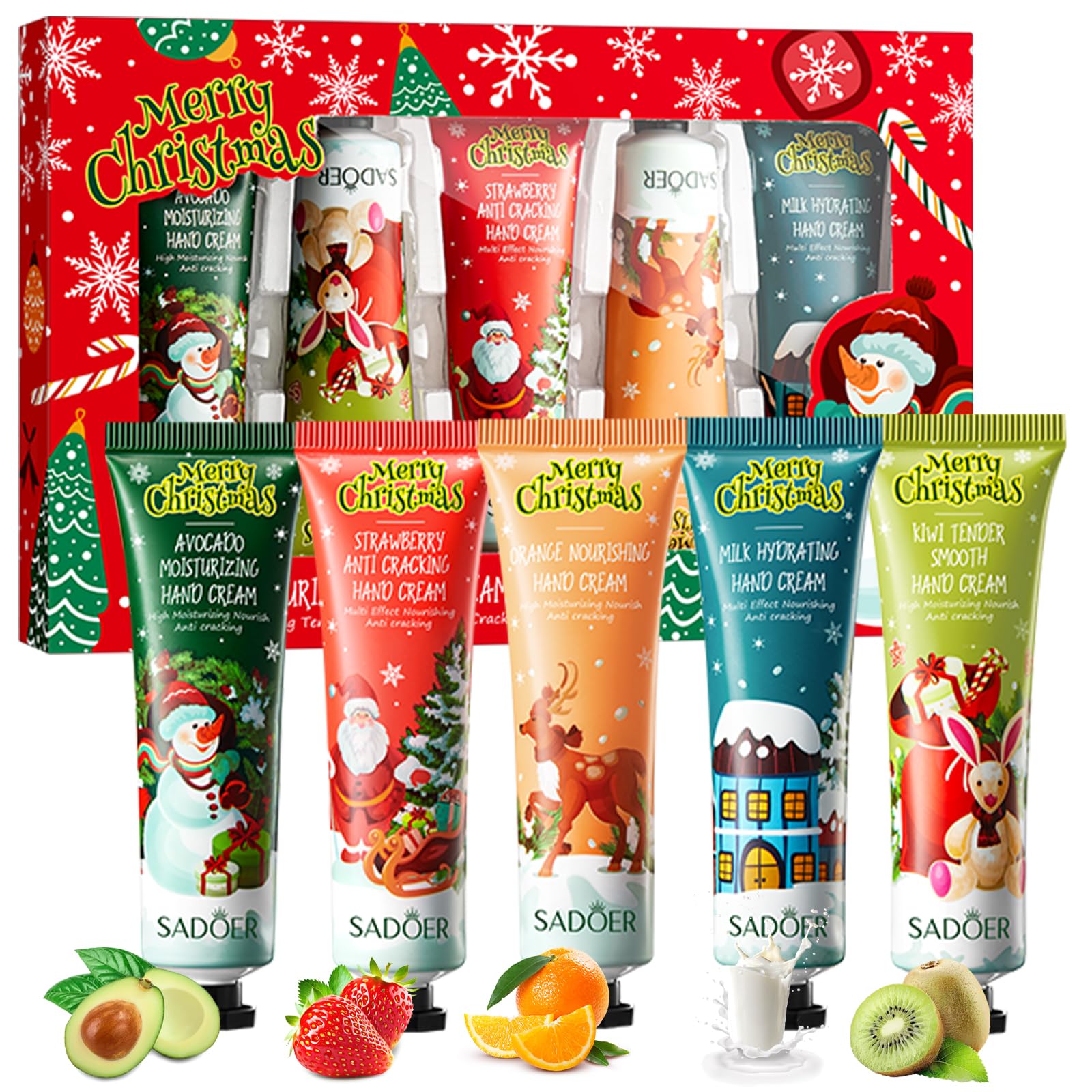 Floral assorted Hand Cream,Hand Cream Gift Sets,Enriched with Shea Butter, Deeply Hydrating & Nourishing Non-Greasy Natural Aloe And Vitamin E For Women Perfect Gifts (red, 5 * 30g)