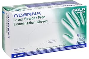 Adenna GOLD Disposable Latex Gloves – 6 Mil, Powder Free Exam Glove with Precise Control & Textured Grip, Comfortable Fit for Medical, Dental & Industrial Use, Pack of 100, Large, White