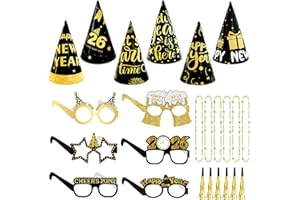 24Pcs New Years Eve Party Supplies 2026,Happy New Year Hats,Glasses,New Year Decorations 2026 Party Accessories For Adults