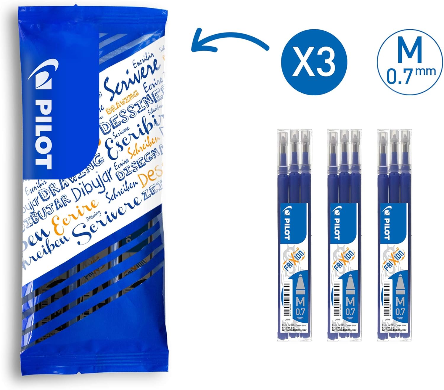 Cross Confezione 6 Ricariche Per Penna A Sfera - Punta Media, Inchiostro Gel Blu, Compatibili Con Penne Cross Selectip