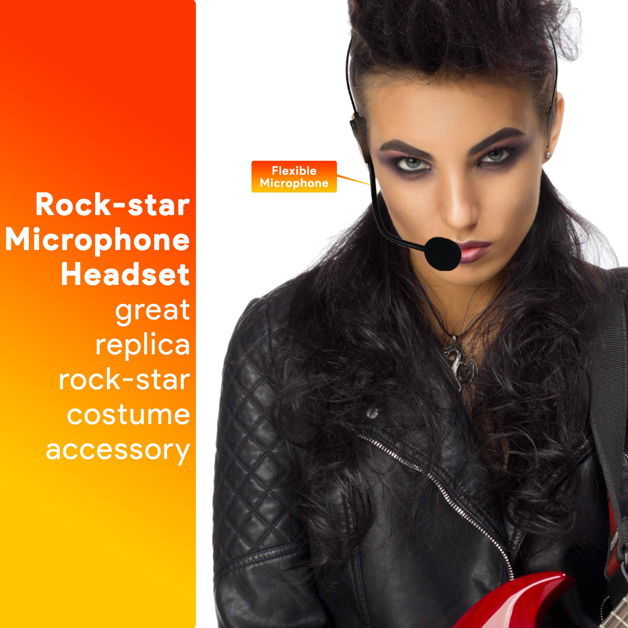 Skeleteen Rockstar Costume Accessories Headset - Fake Rock Star MJ Singer Microphone and Headphones Costume Accessory Prop