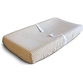 mushie Extra Soft Muslin Fitted Changing Pad Cover (Natural Stripe)