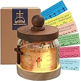 Handmade Bible Verse Jar with Plug-in LED Light Base, Christian Gifts for Women, Inspirational Prayer Jar for Emotions and Fe