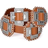 UpFind Women Western Concho Belt Leather Cowgirl Wide Boho Belt for Dresses Jeans