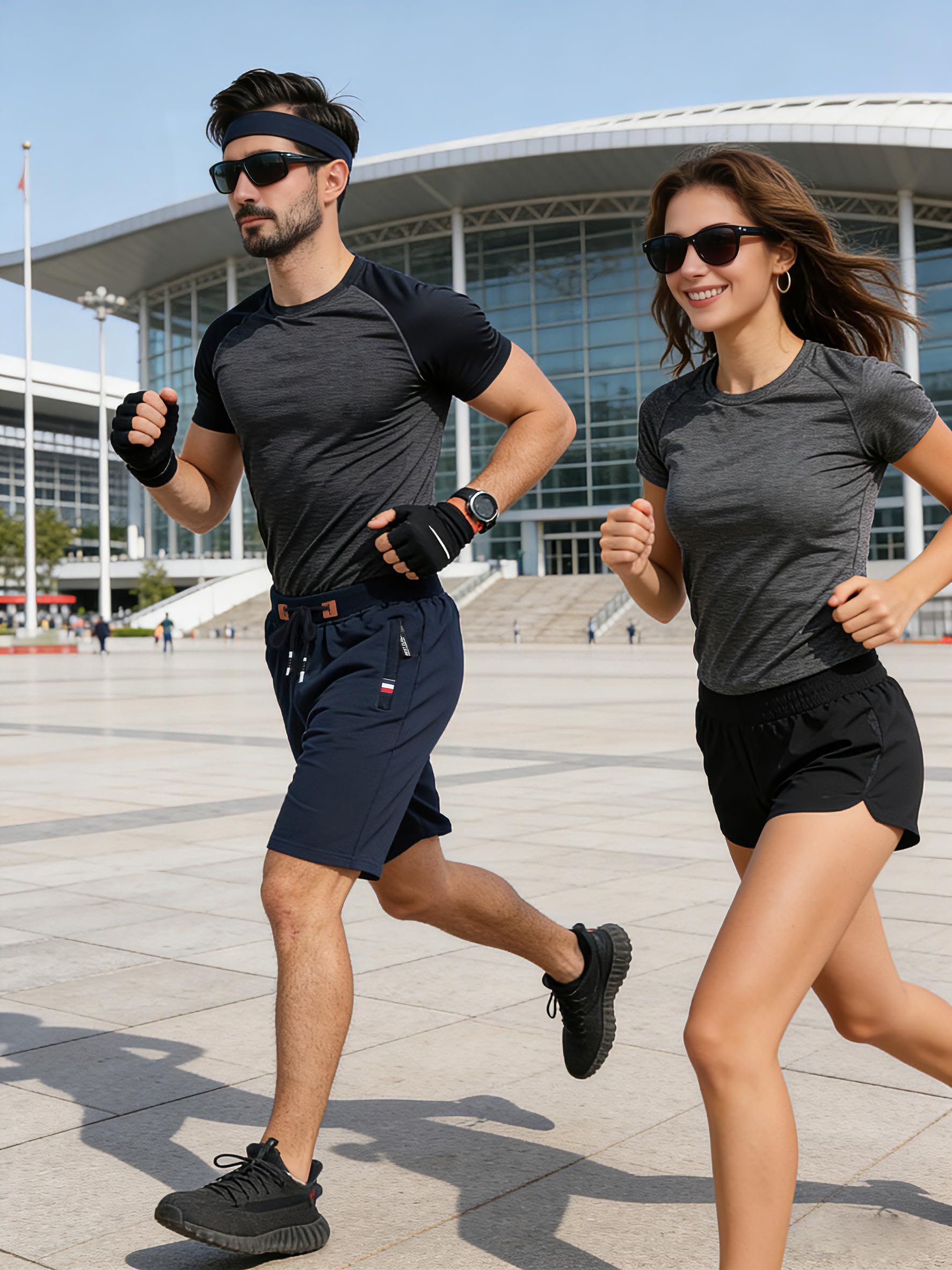 ZOXOZ Kurze Hosen Herren Shorts Sommer Jogginghose Kurz Baumwolle Gym Sweat Sport Fitness Shorts mit Reißverschluss Elastische Taille Blau S 3