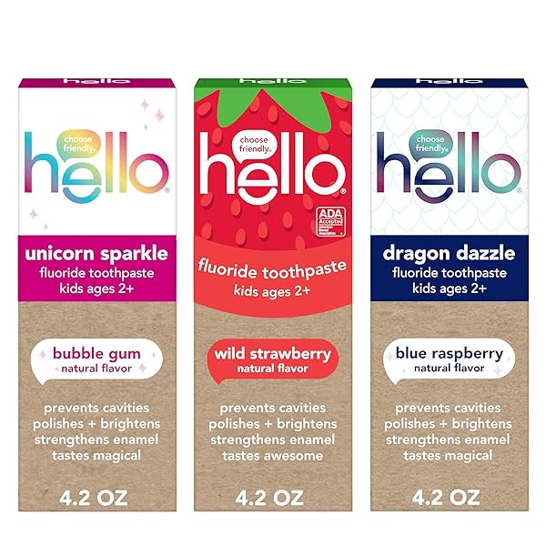 HELLO KIDS FLUORIDE TOOTHPASTE VARIETY PACK, INCLUDES A...