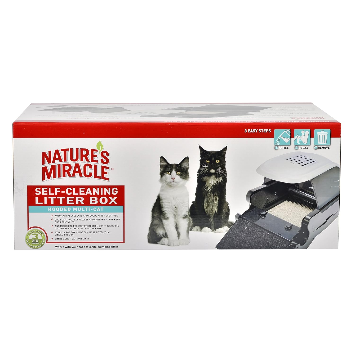 Nature's Miracle Hooded MultiCat SelfCleaning Litter Box (NMA900) Pet Supplies