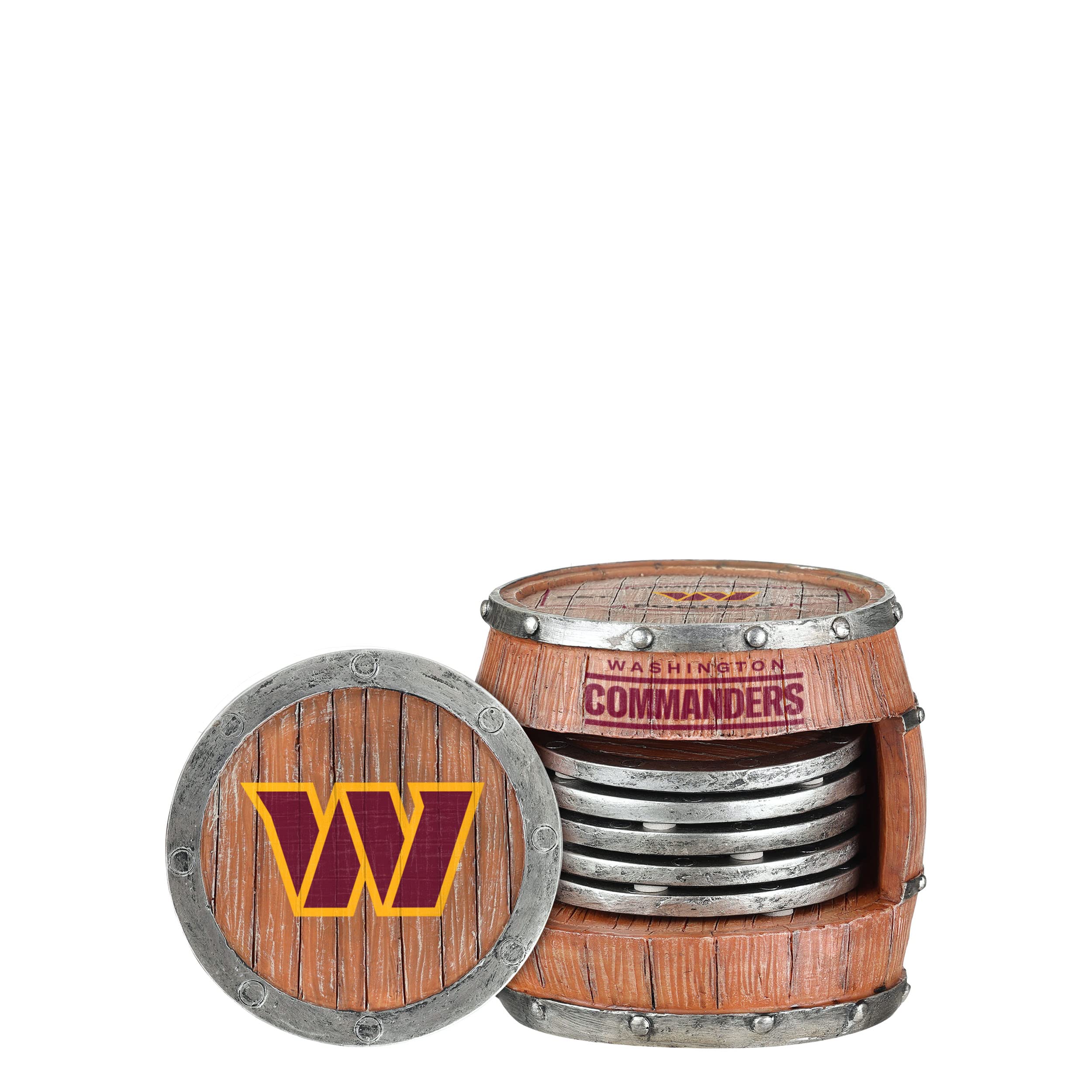 FOCO Washington Commanders NFL 5 Pack Barrel Coaster Set Image