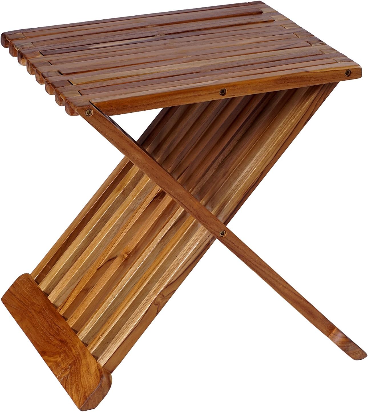 Amazon Com 15 Teak Boutique Small Folding Side Table Slanted Design Teak Wood Marimar Kitchen Dining